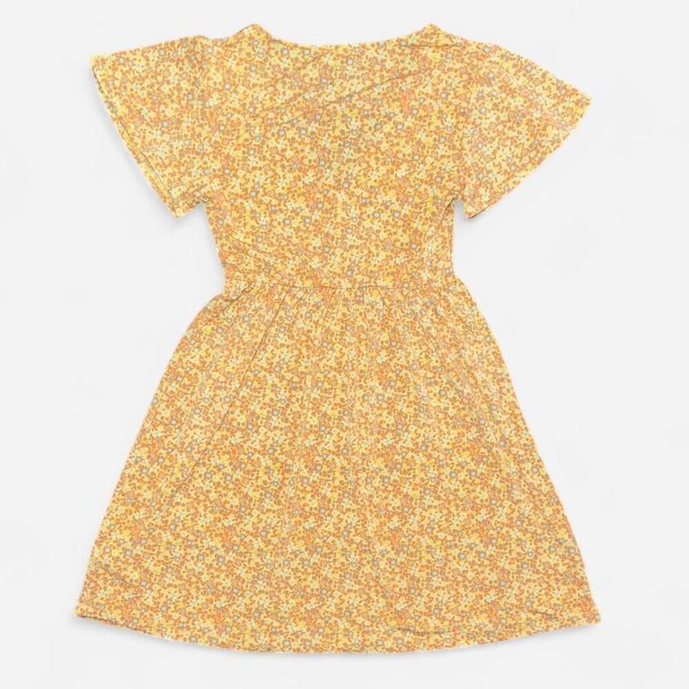 Aeropostale Yellow Floral Mini Dress with V-Neck and Butterfly Sleeves, Size XS - Picture 5 of 6